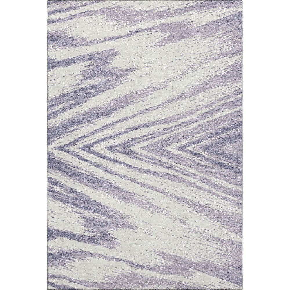 HomeRoots 9' X 12' Abstract Lavender & Ivory Washable Area Rug - Durable, UV-Protected for High Traffic Areas 669719