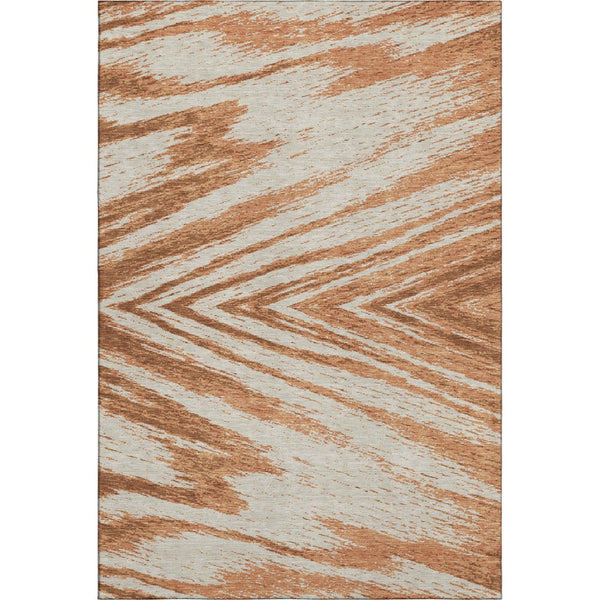 HomeRoots 5' X 8' Abstract Rust and Beige Area Rug - Washable, UV Protected, Stain Resistant for Daily Use 669722