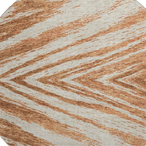 HomeRoots 8' Washable Round Rug in Rust and Beige - UV Protected, Stain Resistant, Ideal for High-Traffic Areas 669723