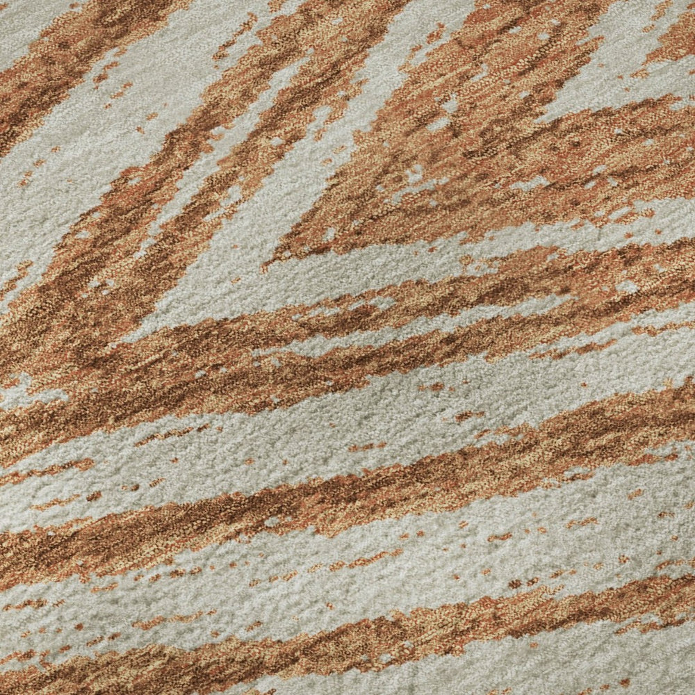 HomeRoots 8' X 10' Contemporary Rust and Beige Abstract Area Rug – Washable, UV-Protected, Pet-Friendly Design 669724