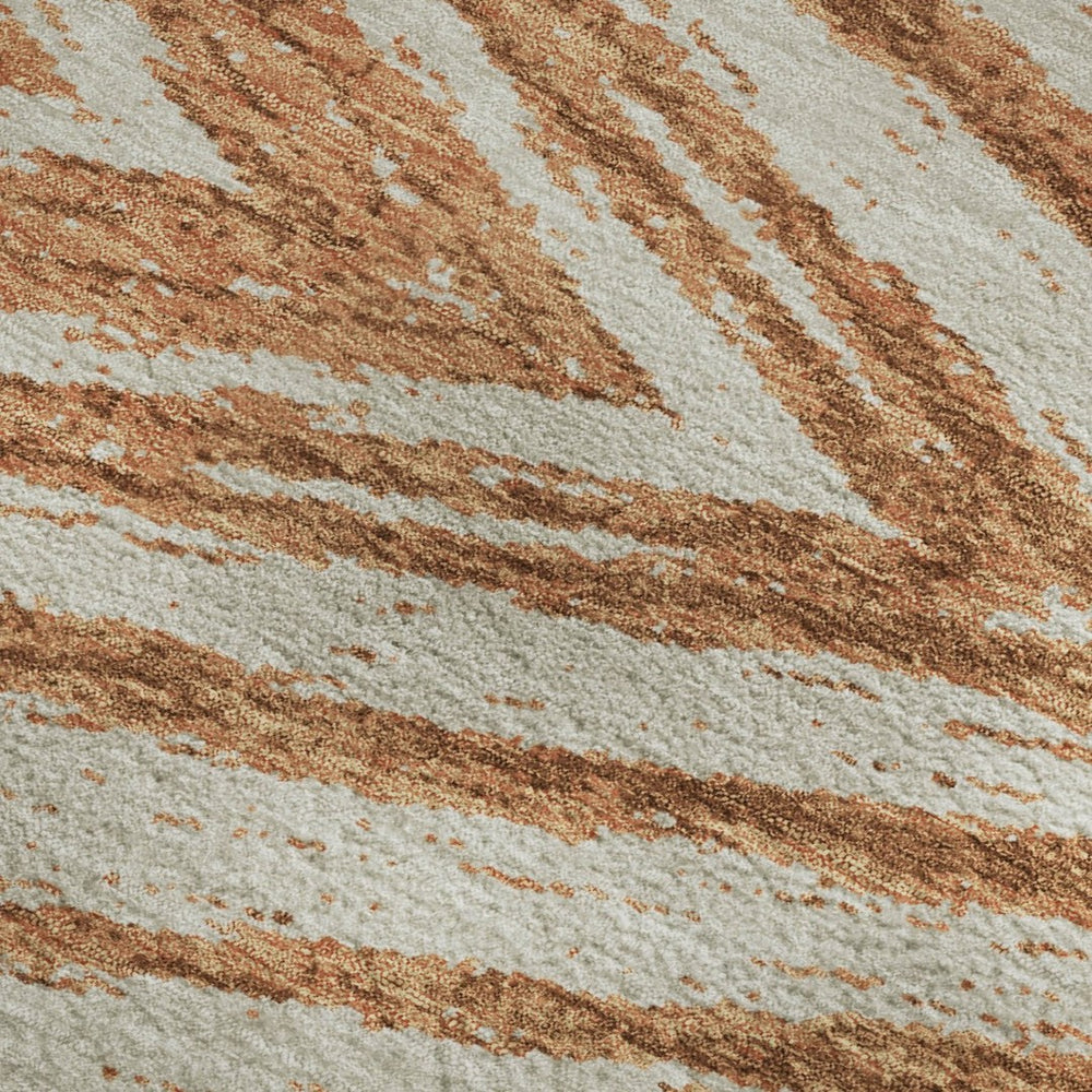 HomeRoots 9' X 12' Abstract Washable Area Rug in Rust & Beige – UV Protected, Stain-Resistant for High Traffic Areas 669725