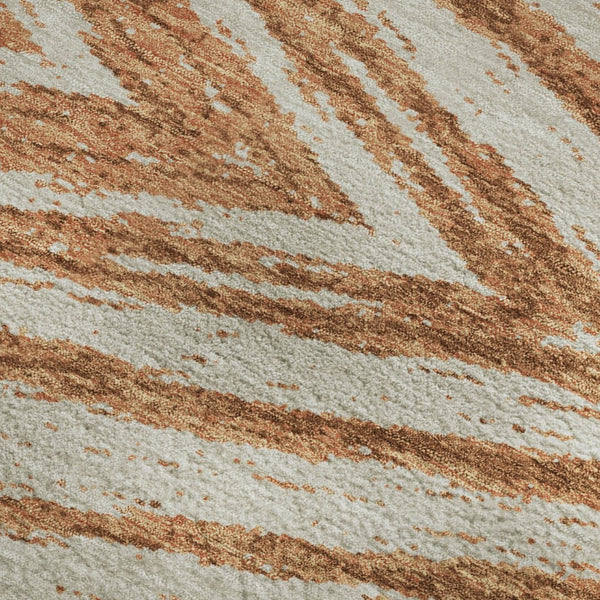 HomeRoots 10' X 14' Modern Rust and Beige Abstract Area Rug - Washable with UV Protection, Stain-Resistant! 669726