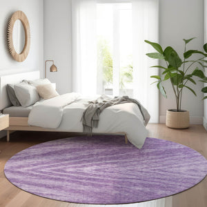 HomeRoots 8' Purple and Lavender Abstract Round Rug - Washable, UV Protected, Non-Slip, Ideal for Homes! 669729