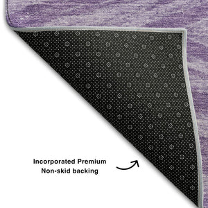 HomeRoots 8' Purple and Lavender Abstract Round Rug - Washable, UV Protected, Non-Slip, Ideal for Homes! 669729