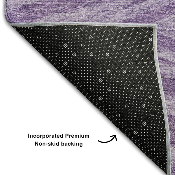 HomeRoots 8' Purple and Lavender Abstract Round Rug - Washable, UV Protected, Non-Slip, Ideal for Homes! 669729
