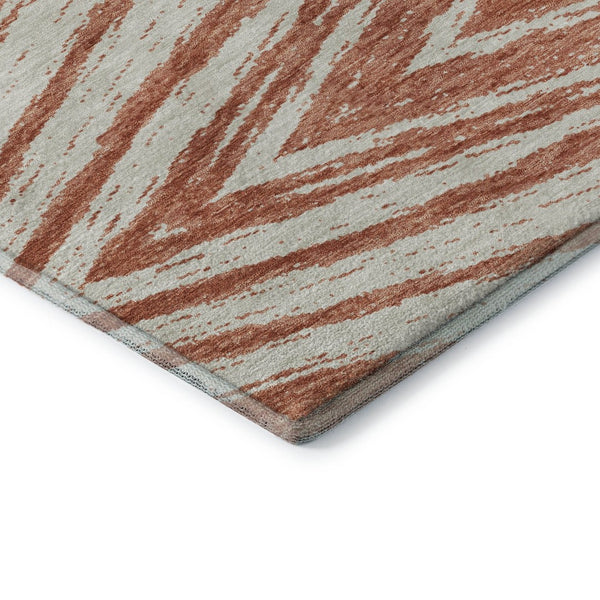 HomeRoots 8' X 10' Salmon and Beige Abstract Washable Area Rug – Durable, UV-Protected, Easy-Care Comfort for Any Space 669736