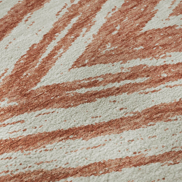 HomeRoots 8' X 10' Salmon and Beige Abstract Washable Area Rug – Durable, UV-Protected, Easy-Care Comfort for Any Space 669736