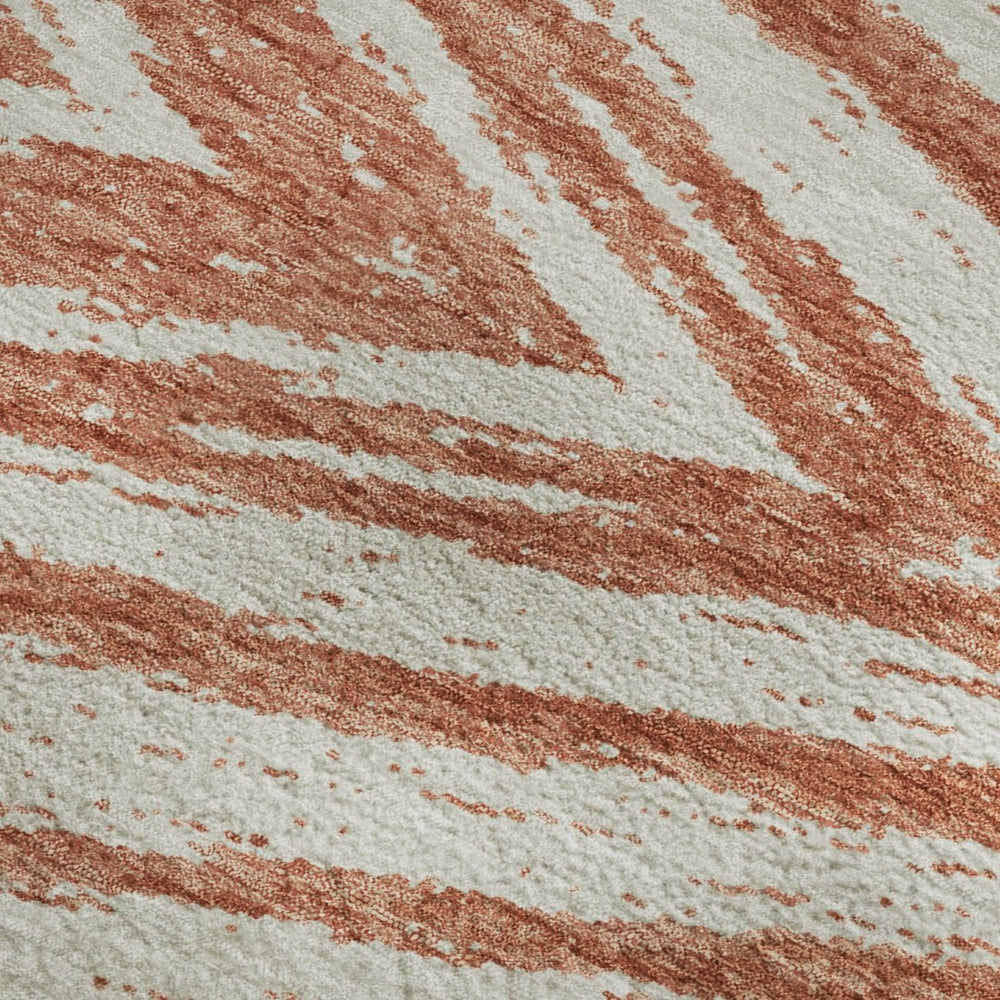 HomeRoots 8' X 10' Salmon and Beige Abstract Washable Area Rug – Durable, UV-Protected, Easy-Care Comfort for Any Space 669736