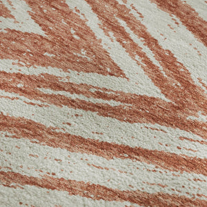 HomeRoots 10' X 14' Salmon & Beige Abstract Area Rug - Durable, Washable, UV-Protected for Modern Living Spaces 669738