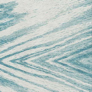 HomeRoots 5' X 8' Teal And Ivory Abstract Area Rug - Washable, UV-Protected, Durable & Stylish for Modern Homes 669740