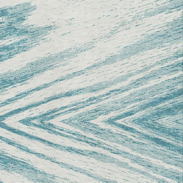 HomeRoots 5' X 8' Teal And Ivory Abstract Area Rug - Washable, UV-Protected, Durable & Stylish for Modern Homes 669740