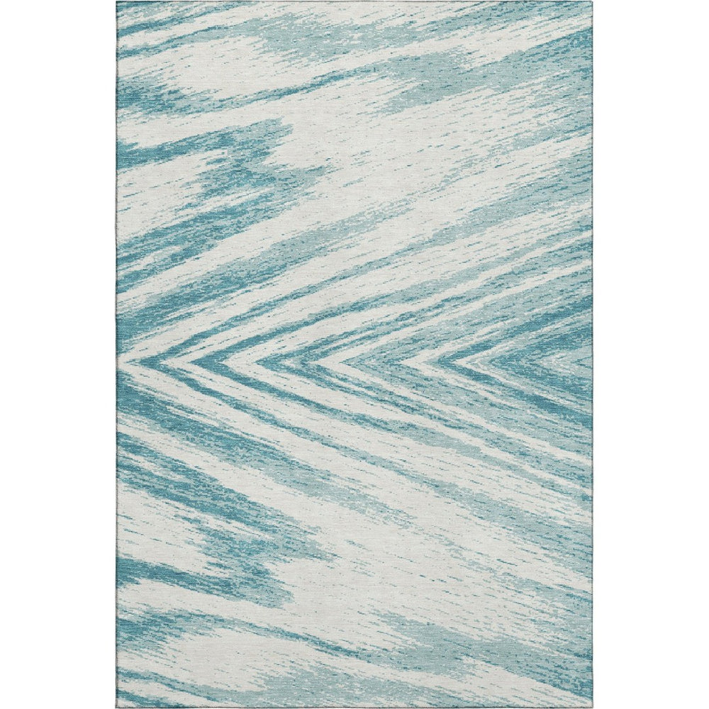 HomeRoots 8' X 10' Teal and Ivory Washable Area Rug – Stylish, Durable, UV-Protected for Homes with Kids & Pets 669742