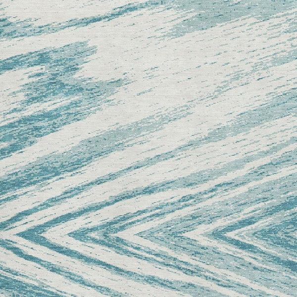 HomeRoots 8' X 10' Teal and Ivory Washable Area Rug – Stylish, Durable, UV-Protected for Homes with Kids & Pets 669742