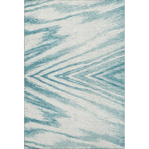 HomeRoots 9' X 12' Teal and Ivory Abstract Area Rug – Washable, Stain-Resistant, UV Protected for Modern Homes 669743
