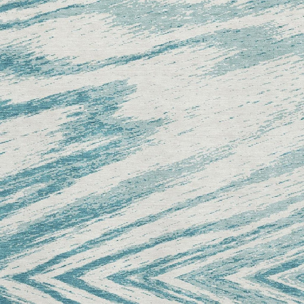 HomeRoots 9' X 12' Teal and Ivory Abstract Area Rug – Washable, Stain-Resistant, UV Protected for Modern Homes 669743