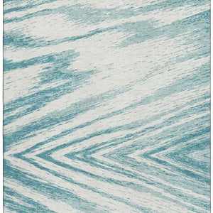 HomeRoots 10' X 14' Teal and Ivory Abstract Area Rug - Durable, UV-Protected, Stain-Resistant for Modern Homes 669744