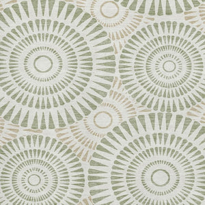 HomeRoots 5' X 8' Artichoke Green Geometric Area Rug - Washable, UV Protected, Durable for High-Traffic Spaces 669747