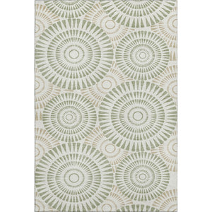 HomeRoots 8' X 10' Artichoke Green Ivory Geometric Area Rug - Washable, UV Protected, Durable for Every Room 669749
