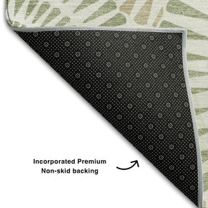 HomeRoots 8' X 10' Artichoke Green Ivory Geometric Area Rug - Washable, UV Protected, Durable for Every Room 669749