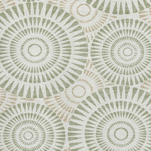HomeRoots 8' X 10' Artichoke Green Ivory Geometric Area Rug - Washable, UV Protected, Durable for Every Room 669749