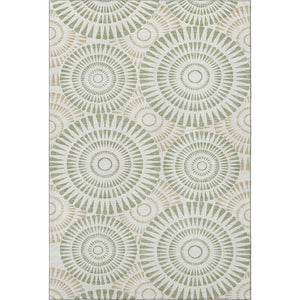 HomeRoots 10' X 14' Artichoke Green Geometric Washable Area Rug with UV Protection for Stylish Spaces 669751