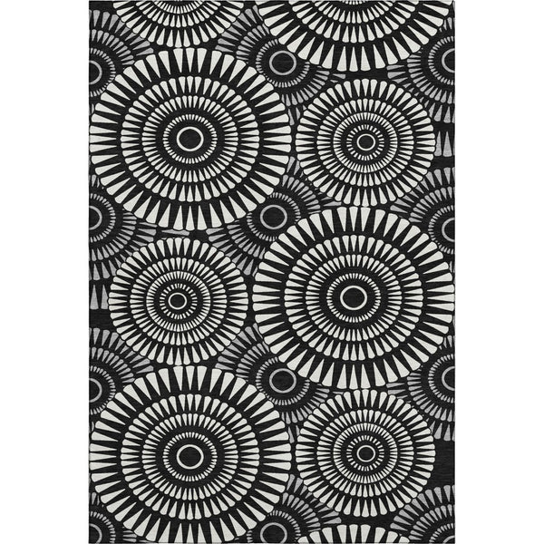HomeRoots 10' X 14' Black And Ivory Geometric Area Rug - Washable, Durable, UV Protected for High Traffic Homes 669757