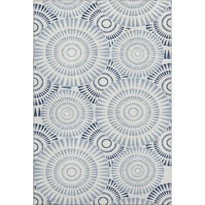 HomeRoots 5' X 8' Blue and Ivory Geometric Washable Area Rug - Stylish, Durable, UV Protected for Busy Homes 669759