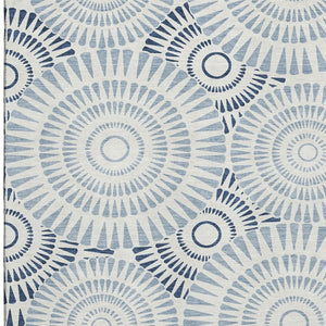 HomeRoots 5' X 8' Blue and Ivory Geometric Washable Area Rug - Stylish, Durable, UV Protected for Busy Homes 669759