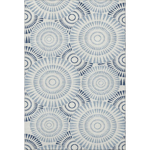 HomeRoots 5' X 8' Blue and Ivory Geometric Washable Area Rug - Stylish, Durable, UV Protected for Busy Homes 669759