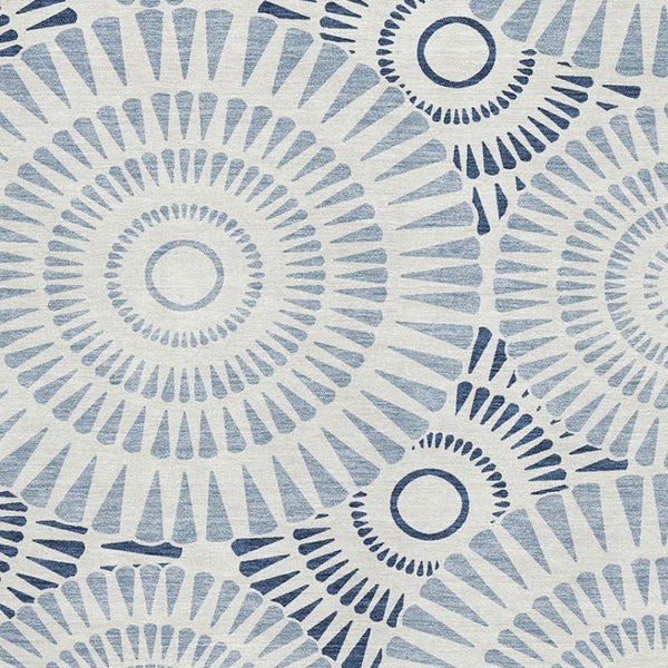 HomeRoots 8' X 10' Blue and Ivory Geometric Area Rug - Washable, Stain-Resistant, UV Protected for Homes 669761