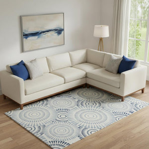 HomeRoots 10' Blue and Ivory Geometric Washable Area Rug - UV Protected, Stain Resistant, Perfect for High-Traffic Spaces 669763