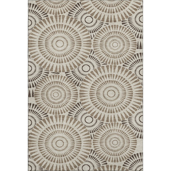 HomeRoots 5' X 8' Stylish Brown and Beige Geometric Area Rug - Washable, UV Protected, Kid & Pet Friendly! 669765