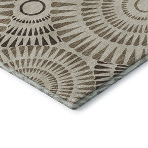 HomeRoots 5' X 8' Stylish Brown and Beige Geometric Area Rug - Washable, UV Protected, Kid & Pet Friendly! 669765