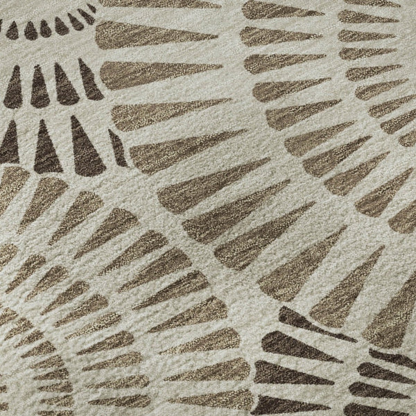HomeRoots 5' X 8' Stylish Brown and Beige Geometric Area Rug - Washable, UV Protected, Kid & Pet Friendly! 669765