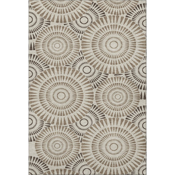 HomeRoots 5' X 8' Stylish Brown and Beige Geometric Area Rug - Washable, UV Protected, Kid & Pet Friendly! 669765