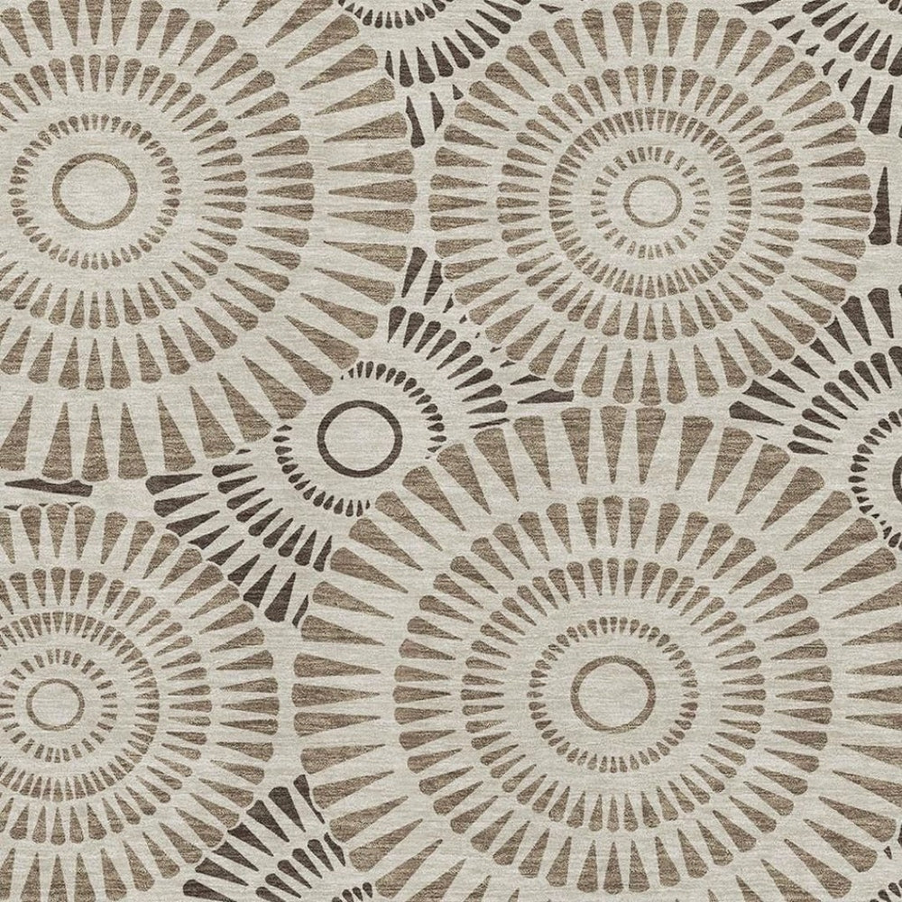HomeRoots 8' x 10' Brown and Beige Geometric Washable Area Rug – Stylish, Stain-Resistant, UV-Protected Comfort 669767