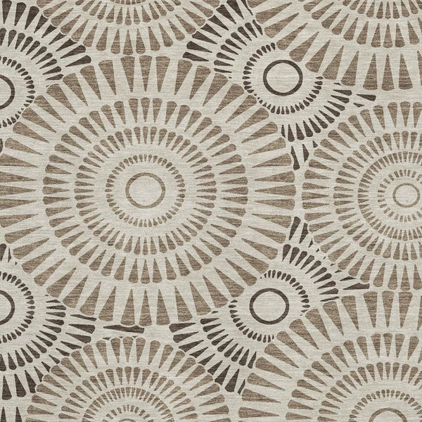 HomeRoots 10' X 14' Brown & Beige Geometric Washable Area Rug with UV Protection for Modern Living Spaces 669769