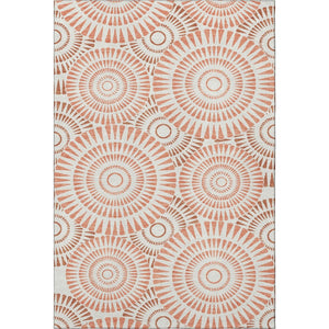 HomeRoots 8' X 10' Coral and Ivory Geometric Area Rug - Washable, Stain Resistant & UV Protected for Modern Homes 669773