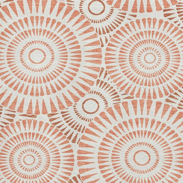 HomeRoots 9' X 12' Coral & Ivory Geometric Area Rug – Washable, UV-Protected, Pet-Friendly for Modern Homes 669774