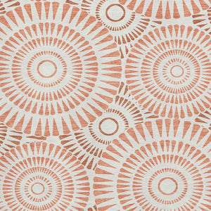 HomeRoots 10' Coral and Ivory Geometric Area Rug – Washable, UV Protected, Ideal for Homes with Kids & Pets! 669775