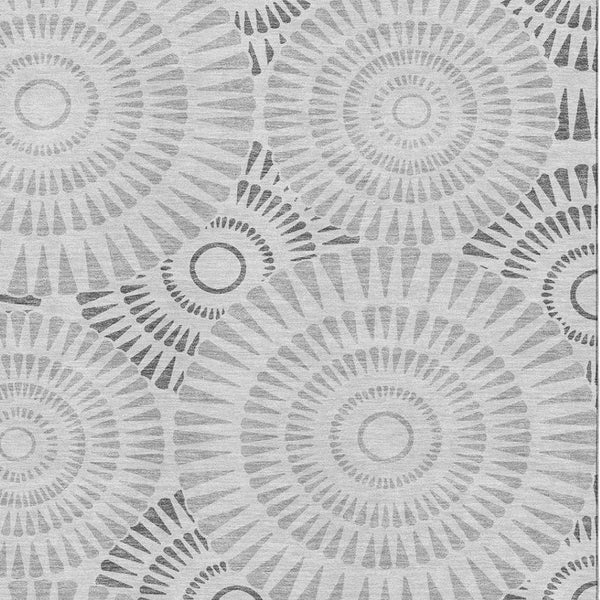 HomeRoots 8' X 10' Gray & Silver Geometric Washable Area Rug - UV Protected, Stain Resistant, Non-Slip Design 669785
