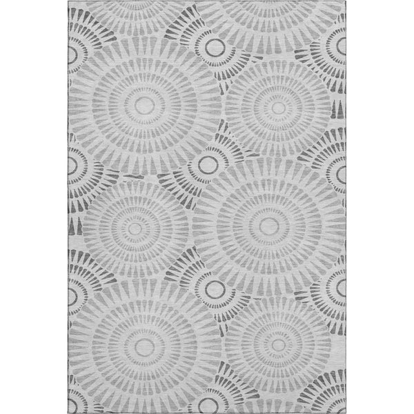 HomeRoots 9' X 12' Gray & Silver Geometric Washable Area Rug - Durable, Stain-Resistant, UV Protected Design! 669786