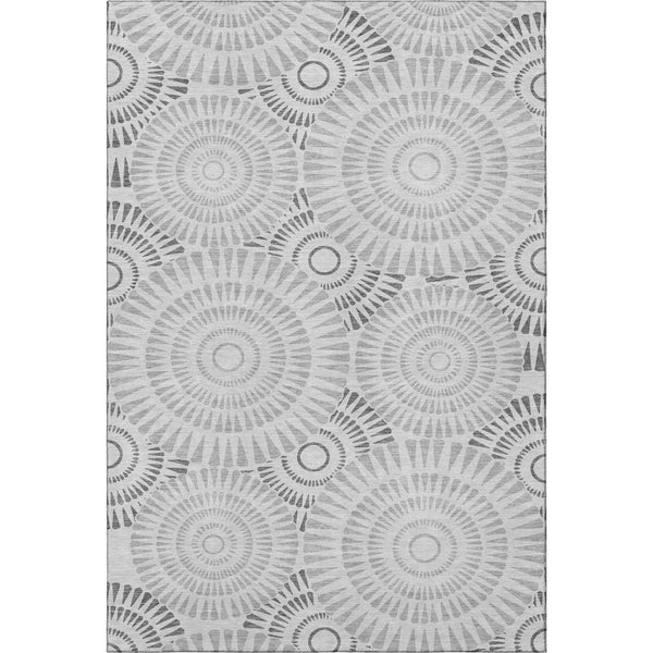 HomeRoots 10' Modern Gray & Silver Geometric Area Rug - Washable, UV-Protected, Durable for High-Traffic Spaces 669787