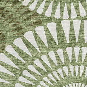 HomeRoots 5' X 8' Green and Ivory Geometric Area Rug – Durable, Washable, UV Protected for High Traffic Spaces! 669789