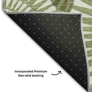 HomeRoots 9' X 12' Green And Ivory Geometric Area Rug – Washable, UV-Protected, Perfect for Busy Homes! 669792