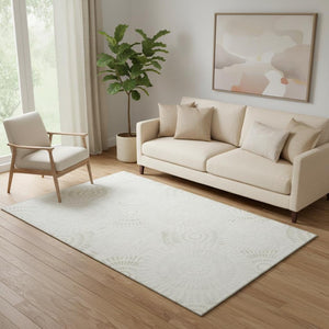 HomeRoots 5' X 8' Ivory And Beige Geometric Area Rug – Washable, UV Protected & Perfect for Homes with Kids & Pets 669795