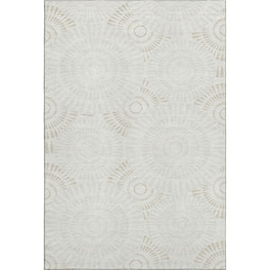 HomeRoots 8' X 10' Stylish Ivory & Beige Geometric Washable Area Rug with UV Protection for Modern Homes 669797