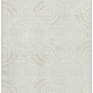 HomeRoots 8' X 10' Stylish Ivory & Beige Geometric Washable Area Rug with UV Protection for Modern Homes 669797