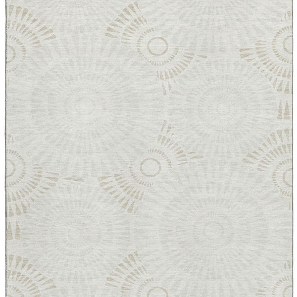 HomeRoots 8' X 10' Stylish Ivory & Beige Geometric Washable Area Rug with UV Protection for Modern Homes 669797