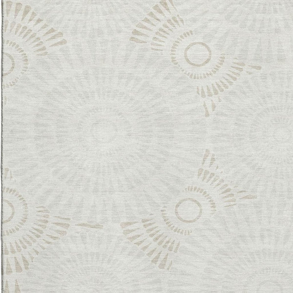 HomeRoots 9' X 12' Ivory and Beige Geometric Area Rug - Washable, UV Protected, Perfect for High-Traffic Spaces 669798
